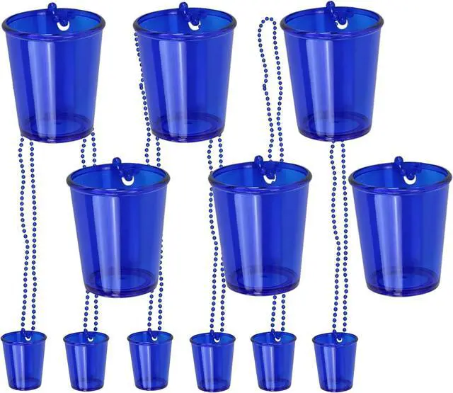 Main image of Iconikal Shot Glass on Beaded Necklace, Blue, 12-Pack