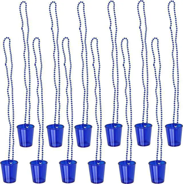 Alt view image 4 of 5 - Iconikal Shot Glass on Beaded Necklace, Blue, 12-Pack