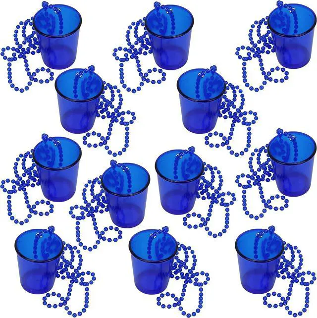 Alt view image 5 of 5 - Iconikal Shot Glass on Beaded Necklace, Blue, 12-Pack
