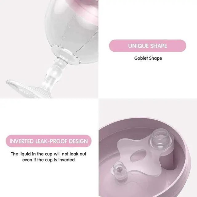 Alt view image 3 of 6 - Princess Wine Sippy Cup for Baby Girl 1+ Year Old, 5 Ounce, Pink | Spill Proof, Fancy Goblet Style, Easy-Grip, Shatterproof, BPA-free, Dishwasher-Safe, For Toddler Holiday Birthday Parties