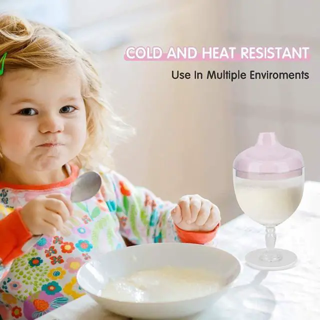 Alt view image 4 of 6 - Princess Wine Sippy Cup for Baby Girl 1+ Year Old, 5 Ounce, Pink | Spill Proof, Fancy Goblet Style, Easy-Grip, Shatterproof, BPA-free, Dishwasher-Safe, For Toddler Holiday Birthday Parties