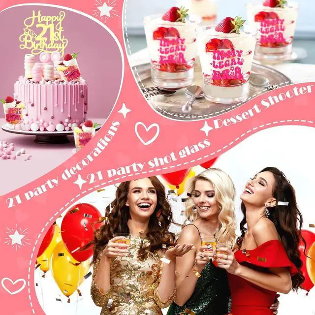 Alt view image 5 of 7 - LOVEVOYAGE 21st Birthday Gift for Her - In My Legal Era 21st Birthday Shot Glass with Gift Box, Pink 2005 Turning 21 Bday Presents & Decorations for Daughter, Sister, Friend