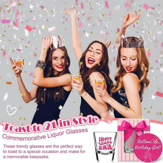 Alt view image 6 of 7 - LOVEVOYAGE 21st Birthday Gift for Her - In My Legal Era 21st Birthday Shot Glass with Gift Box, Pink 2005 Turning 21 Bday Presents & Decorations for Daughter, Sister, Friend