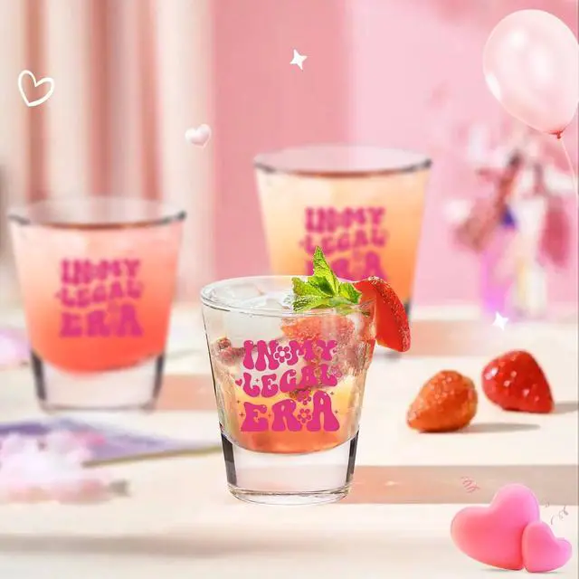 Alt view image 7 of 7 - LOVEVOYAGE 21st Birthday Gift for Her - In My Legal Era 21st Birthday Shot Glass with Gift Box, Pink 2005 Turning 21 Bday Presents & Decorations for Daughter, Sister, Friend
