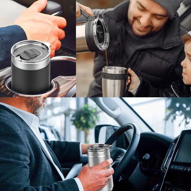 Alt view image 6 of 7 - 2 Pack Replacement Tumbler Lid for YETI 20 oz Tumbler, 10 oz Lowball and 25 oz Straw Mug Replacement Cover with Magnetic Slider Switch (20oz, Black)