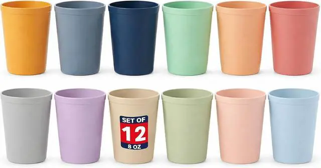Main image of MASTERCOOK 12 Pcs. Small Reusable Cups 8 oz Unbreakable Drinking Glasses -Toddler Cups for Water, Juice, MilkBPA Free Stackable Tumblers Plastic Cup set for Kitchen, Picnics, Parties- Kid-Friendly