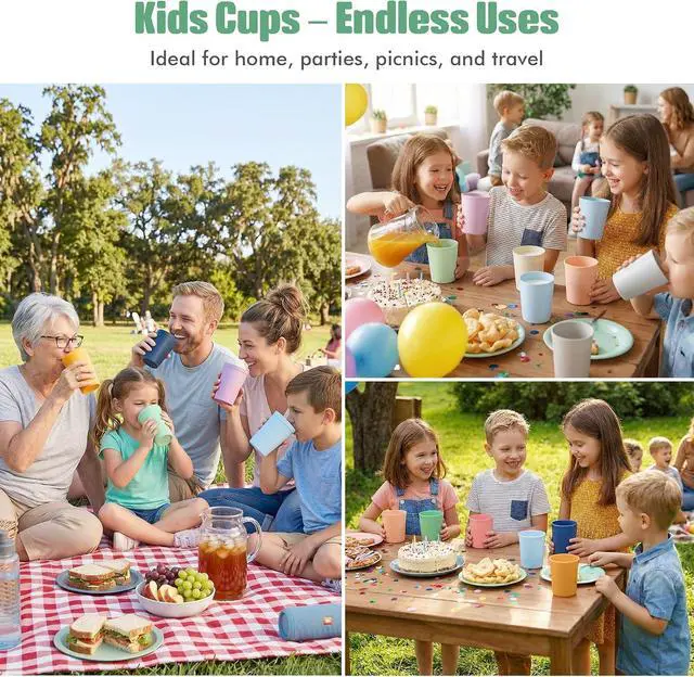 Alt view image 5 of 7 - MASTERCOOK 12 Pcs. Small Reusable Cups 8 oz Unbreakable Drinking Glasses -Toddler Cups for Water, Juice, MilkBPA Free Stackable Tumblers Plastic Cup set for Kitchen, Picnics, Parties- Kid-Friendly
