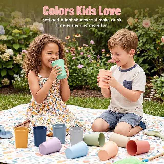 Alt view image 6 of 7 - MASTERCOOK 12 Pcs. Small Reusable Cups 8 oz Unbreakable Drinking Glasses -Toddler Cups for Water, Juice, MilkBPA Free Stackable Tumblers Plastic Cup set for Kitchen, Picnics, Parties- Kid-Friendly