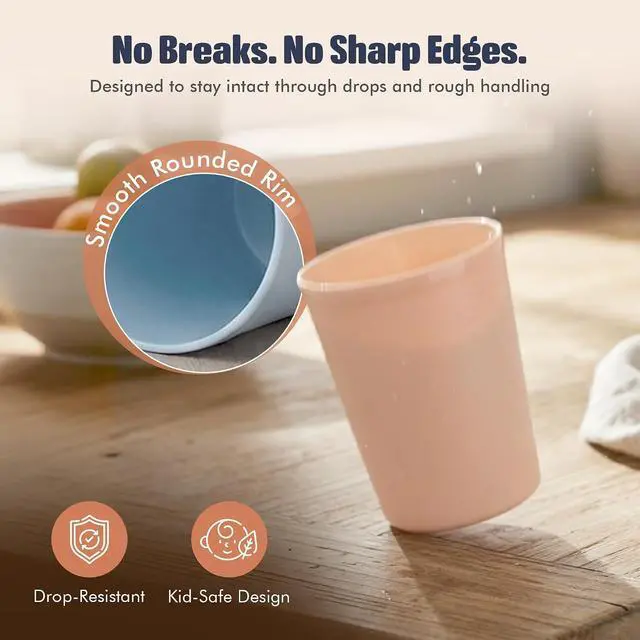 Alt view image 7 of 7 - MASTERCOOK 12 Pcs. Small Reusable Cups 8 oz Unbreakable Drinking Glasses -Toddler Cups for Water, Juice, MilkBPA Free Stackable Tumblers Plastic Cup set for Kitchen, Picnics, Parties- Kid-Friendly