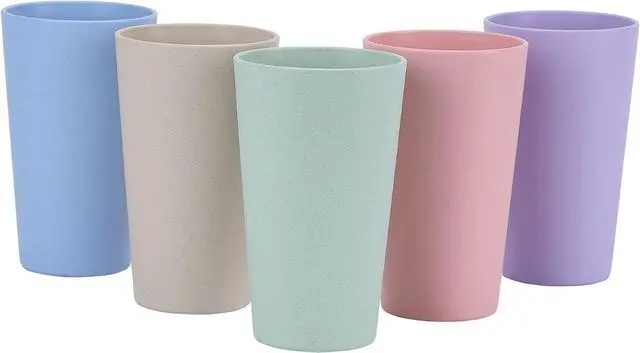 Main image of Wheat Straw Unbreakable Cup | 20 oz Reusable Water Drinking Glasses Sets of 5 | Lightweight Tumbler for Kitchen Outdoor | Dishwasher Safe, BPA Free and Eco friendly (20 oz, 5 Color_A)
