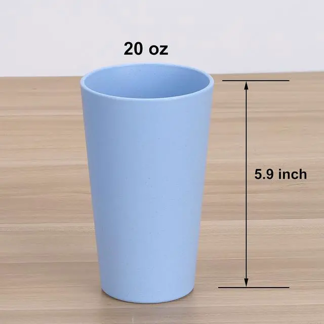 Alt view image 2 of 5 - Wheat Straw Unbreakable Cup | 20 oz Reusable Water Drinking Glasses Sets of 5 | Lightweight Tumbler for Kitchen Outdoor | Dishwasher Safe, BPA Free and Eco friendly (20 oz, 5 Color_A)