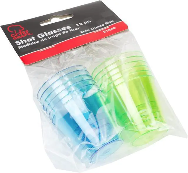 Alt view image 2 of 2 - Chef Craft Select Plastic Shot Glass, 1 ounce 12 piece set, Blue/Green
