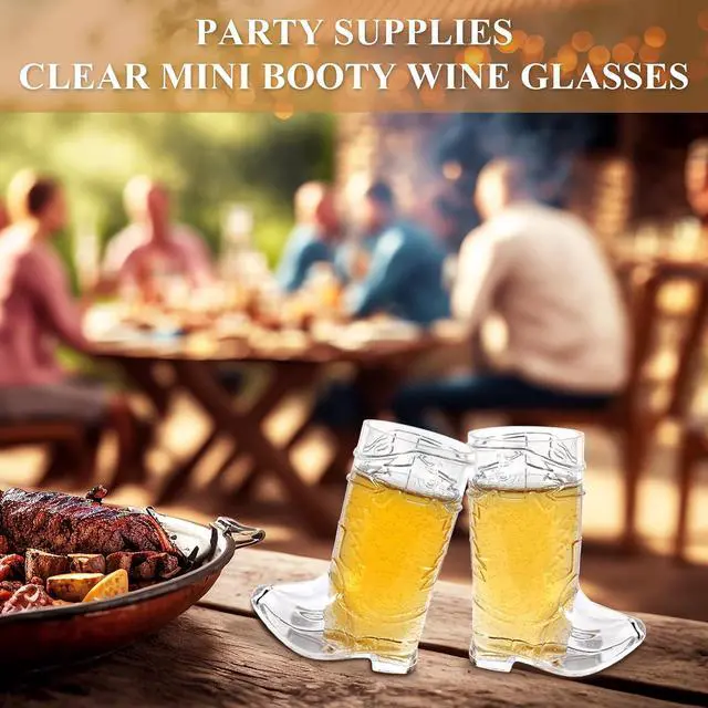 Alt view image 4 of 6 - SAIAOKJ Cowboy Boot Shot Glasses, 15 Pcs 1 Oz Plastic Boot Cups (Clear) | Reusable mini plastic boot shot cups for cowgirl bachelorette parties, western birthdays, game nights and cowboy party favors
