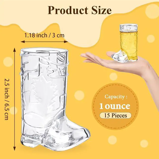 Alt view image 2 of 7 - SHAOQINLIN Cowboy Boot Shot Glasses, 15 PCS 1 oz Mini Plastic Boot Cups | Clear Pattern Beer Boots Mugs Western Cowboy Cowgirl Theme Party Supplies