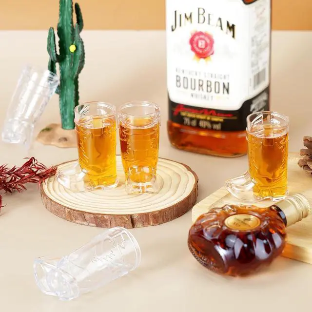 Alt view image 4 of 7 - SHAOQINLIN Cowboy Boot Shot Glasses, 15 PCS 1 oz Mini Plastic Boot Cups | Clear Pattern Beer Boots Mugs Western Cowboy Cowgirl Theme Party Supplies