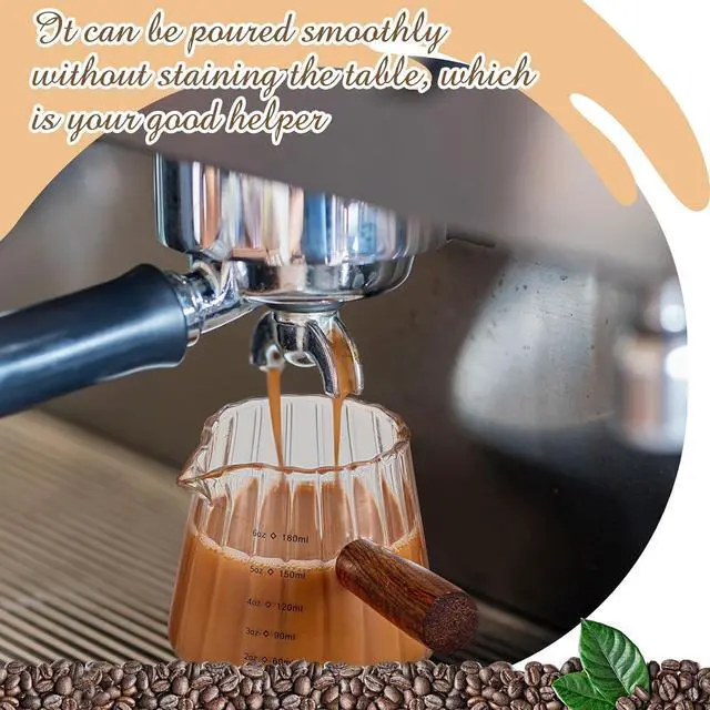 Alt view image 7 of 7 - Jingmore 1 Pcs Espresso Shot Glass with Handle, 6 oz/180 ml Espresso Cup with Single V-shaped Mouth, Measuring Cup for Milk Tea Coffee Bar Accessories (Clear)