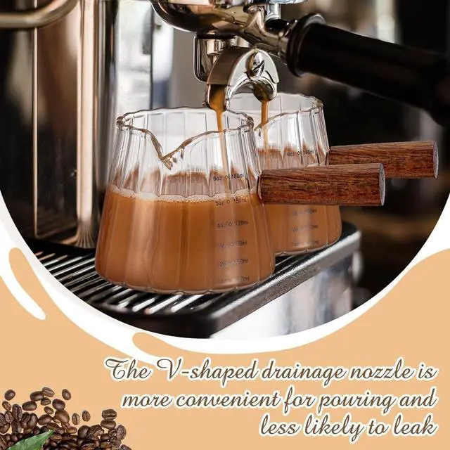 Alt view image 6 of 7 - Jingmore 1 Pcs Espresso Shot Glass with Handle, 6 oz/180 ml Espresso Cup with Single V-shaped Mouth, Measuring Cup for Milk Tea Coffee Bar Accessories (Clear)