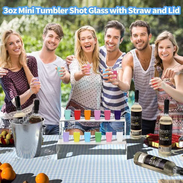 Alt view image 7 of 7 - 3oz Mini Tumbler Shot Glass with Straw and Lid,Sublimation Shot Glasses Tumblers Stainless Steel Double Wall Vacuum Insulated Shot Glass for Party Wedding BarCocktail Coffee