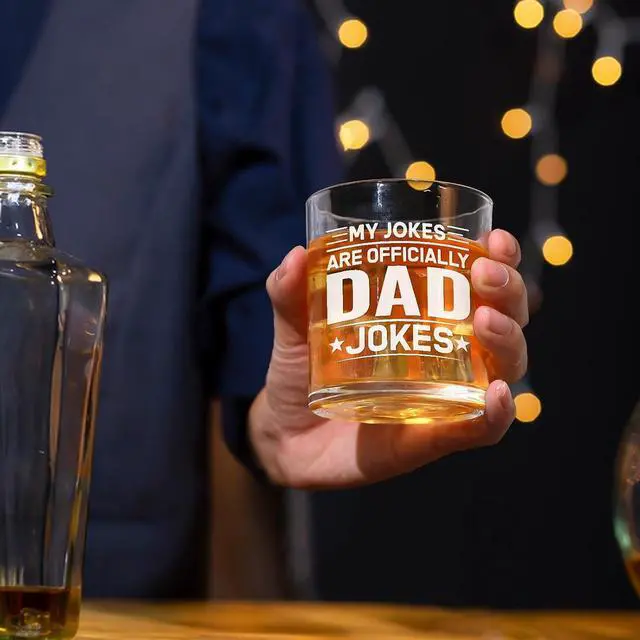 Alt view image 5 of 7 - Futtumy First Fathers Day Gift for New Dad, Dads Jokes Whiskey Glass, Pregnancy Announcement for Husband, New Dad Gifts First Time Fathers Day Christmas Old Fashioned Glasses 10 Oz