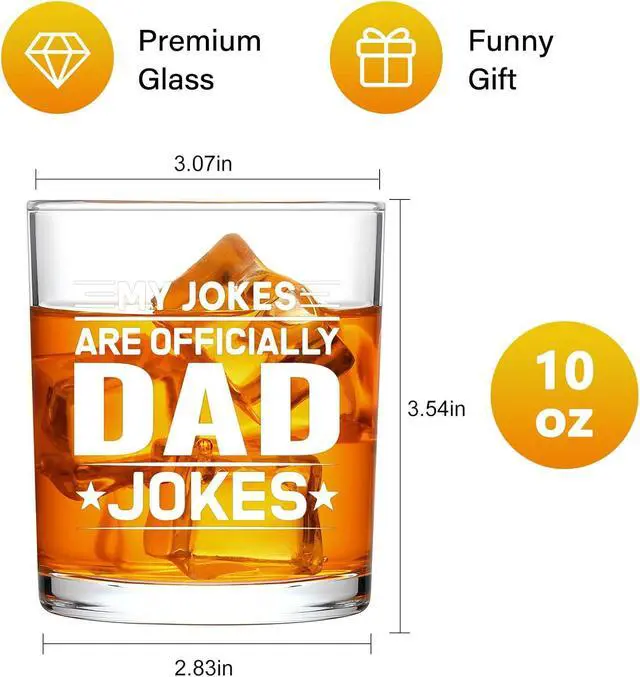 Alt view image 7 of 7 - Futtumy First Fathers Day Gift for New Dad, Dads Jokes Whiskey Glass, Pregnancy Announcement for Husband, New Dad Gifts First Time Fathers Day Christmas Old Fashioned Glasses 10 Oz