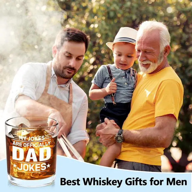 Alt view image 4 of 7 - Futtumy First Fathers Day Gift for New Dad, Dads Jokes Whiskey Glass, Pregnancy Announcement for Husband, New Dad Gifts First Time Fathers Day Christmas Old Fashioned Glasses 10 Oz