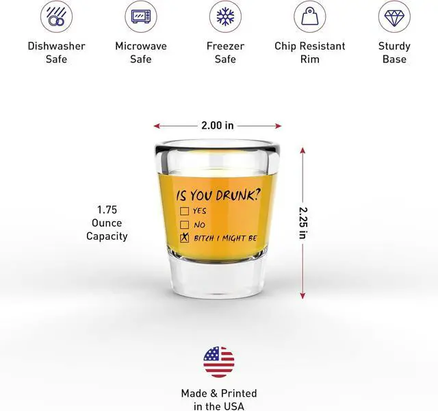 Alt view image 3 of 7 - Is You Drunk Glass, Funny Shot Glasses for Women, Drinking Gifts for Men | Permanent Print - Dishwasher Safe