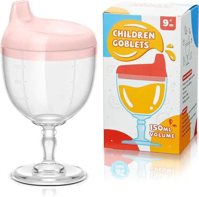 Main image of Irenare 1 Pcs Wine Sippy Cup Baby No Spill 5oz Goblet Style Pink | Goblet Training Cup with Leak-proof Lid, Safe for 9+ Months Toddlers, Wine Glass Style Encourages Independent Drinking