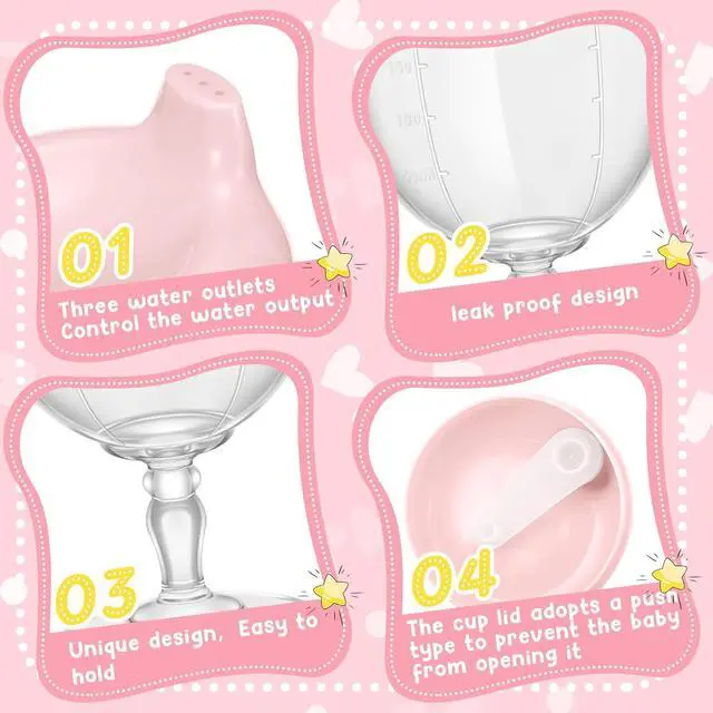 Alt view image 4 of 6 - Irenare 1 Pcs Wine Sippy Cup Baby No Spill 5oz Goblet Style Pink | Goblet Training Cup with Leak-proof Lid, Safe for 9+ Months Toddlers, Wine Glass Style Encourages Independent Drinking