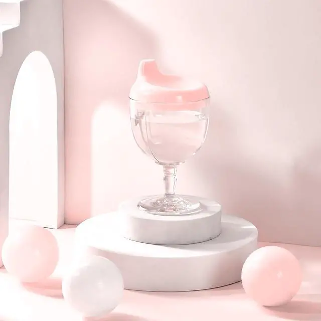 Alt view image 5 of 6 - Irenare 1 Pcs Wine Sippy Cup Baby No Spill 5oz Goblet Style Pink | Goblet Training Cup with Leak-proof Lid, Safe for 9+ Months Toddlers, Wine Glass Style Encourages Independent Drinking