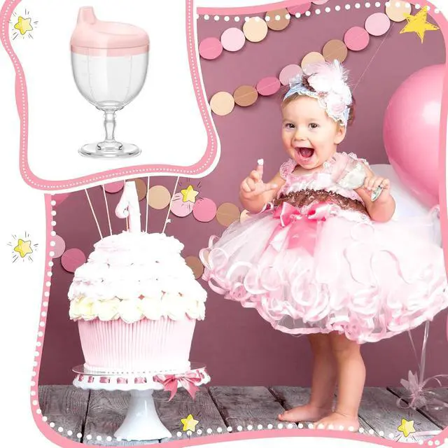 Alt view image 6 of 6 - Irenare 1 Pcs Wine Sippy Cup Baby No Spill 5oz Goblet Style Pink | Goblet Training Cup with Leak-proof Lid, Safe for 9+ Months Toddlers, Wine Glass Style Encourages Independent Drinking