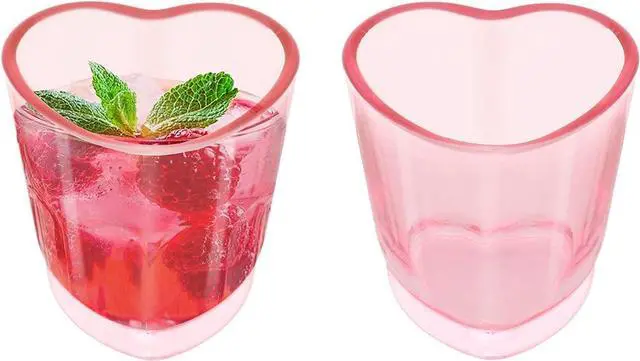 Main image of 2Pcs Heart Shot Glasses Set, 1.5oz Glass Heart Shaped Glass Drinking Cups for Wedding Bridesmaid Gifts, Pink Shot Glasses Reusable with Heavy Base for Parties & Celebrations (2, Pink)