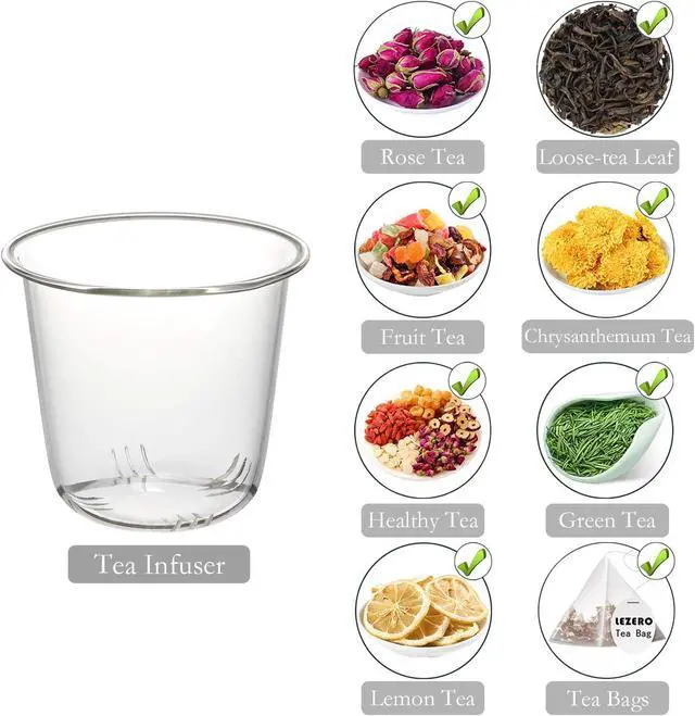 Alt view image 3 of 7 - 15oz Clear Glass Tea Cup with Infuser and Lid for Blooming & Loose Leaf Tea | with Handle, Borosilicate, Heat Resistance, Lead-free, Microwave & Dishwasher Safe, Gifts Box Include, A