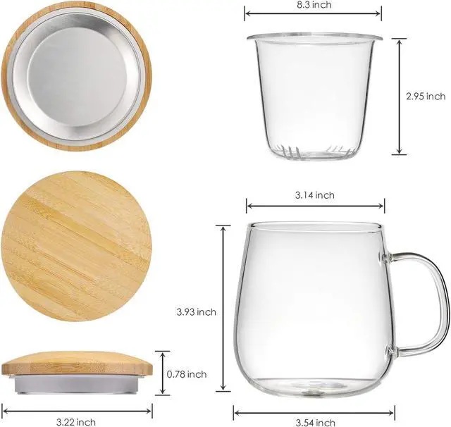 Alt view image 5 of 7 - 15oz Clear Glass Tea Cup with Infuser and Lid for Blooming & Loose Leaf Tea | with Handle, Borosilicate, Heat Resistance, Lead-free, Microwave & Dishwasher Safe, Gifts Box Include, A