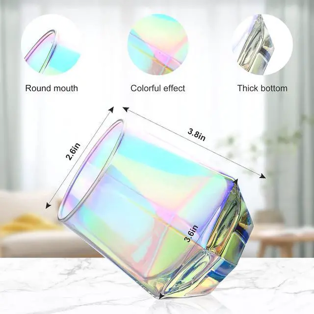 Alt view image 2 of 6 - Wine Glass, Stemless Wine Glass for Red and White Wine, Iridescent Diamond Shaped Glassware for Whiskey, Cocktail, Gift for Anniversary, Wedding, Housewarming, Birthday