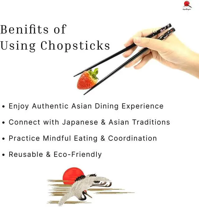 Alt view image 3 of 5 - Bamboo Chopsticks Set, Japanese Reusable Wooden Chopsticks with Traditional Pattern Designs, Non Slip Tips Dishwasher Safe Asian Chopsticks for Sushi Ramen Noodles Rice Dining (1, Black)