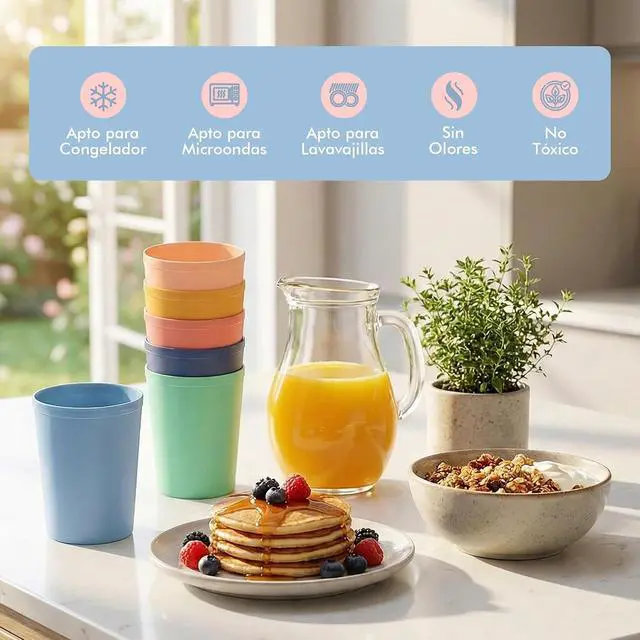 Alt view image 4 of 7 - MASTERCOOK 6 Pcs. Small Reusable Cups 8 oz Unbreakable Drinking Glasses -Toddler Cups for Water, Juice, MilkBPA Free Stackable Tumblers Plastic Cup set for Kitchen, Picnics, Parties- Kid-Friendly
