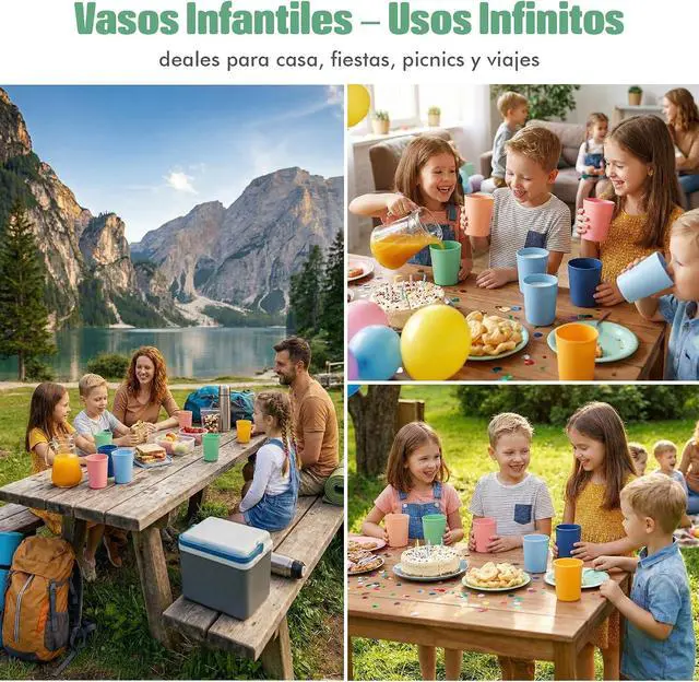 Alt view image 5 of 7 - MASTERCOOK 6 Pcs. Small Reusable Cups 8 oz Unbreakable Drinking Glasses -Toddler Cups for Water, Juice, MilkBPA Free Stackable Tumblers Plastic Cup set for Kitchen, Picnics, Parties- Kid-Friendly