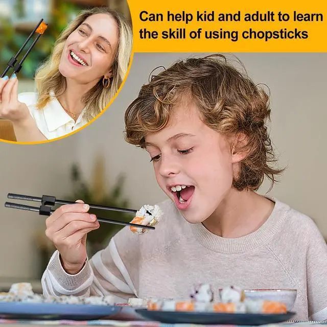 Alt view image 2 of 7 - 8 Pairs Reusable Training Chopsticks for Beginners Kids Adults Learners, Chop Sticks Reusable Dishwasher Safe Non-Slip Chopsticks Trainers Set, Kids Chopsticks helper 9.5Inches