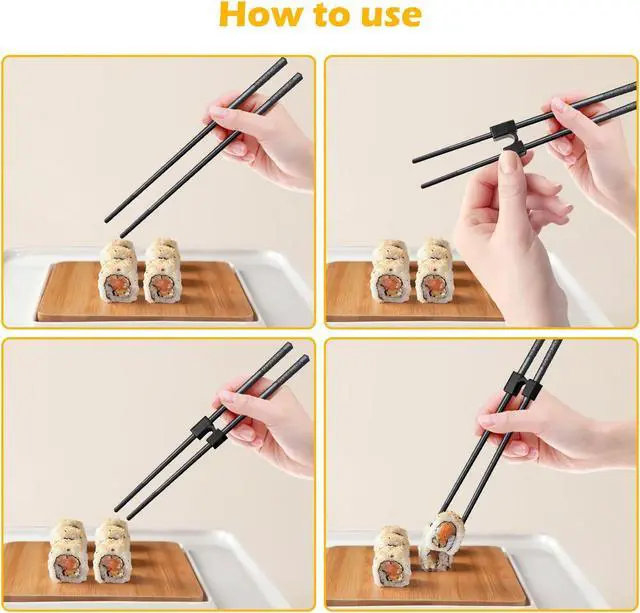 Alt view image 3 of 7 - 8 Pairs Reusable Training Chopsticks for Beginners Kids Adults Learners, Chop Sticks Reusable Dishwasher Safe Non-Slip Chopsticks Trainers Set, Kids Chopsticks helper 9.5Inches