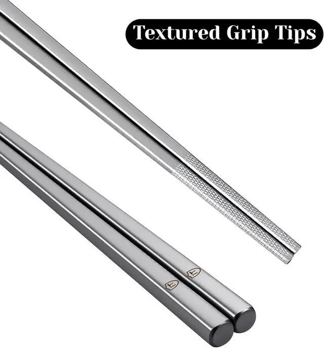 Alt view image 3 of 7 - Travel Chopsticks with Case, 9.25 Inch Reusable Stainless Steel Chopsticks for Adults, Portable for Travel (Silver)
