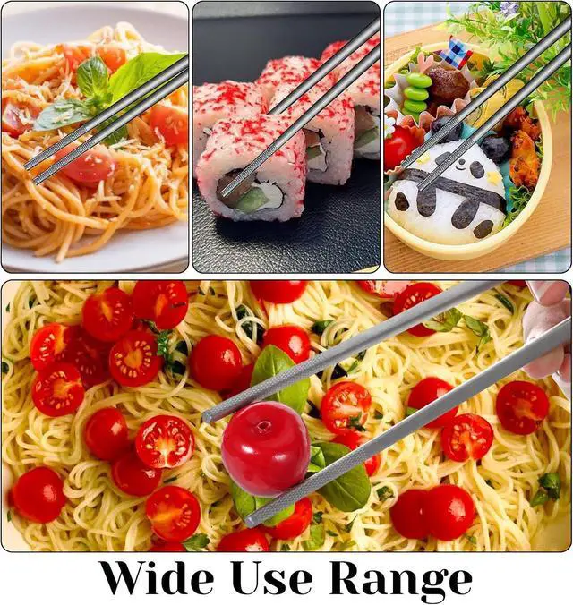 Alt view image 7 of 7 - Travel Chopsticks with Case, 9.25 Inch Reusable Stainless Steel Chopsticks for Adults, Portable for Travel (Silver)