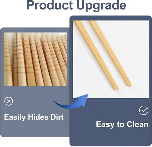 Alt view image 5 of 7 - 10 Pairs Bamboo Chopsticks Reusable Cooking Chopsticks 9.45 inches Chop Sticks Reusable Dishwasher Safe Non slip Korean ChopSticks Gift Set for Sushi & Ramen Lovers