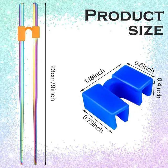 Alt view image 2 of 7 - 5 Pairs Training Chopsticks Helpers, Stainless Steel, Colorful | Stainless Steel Non-slip Training Chopstick for Beginner Replaceable Practice Chopsticks Adults Learner, Colorful