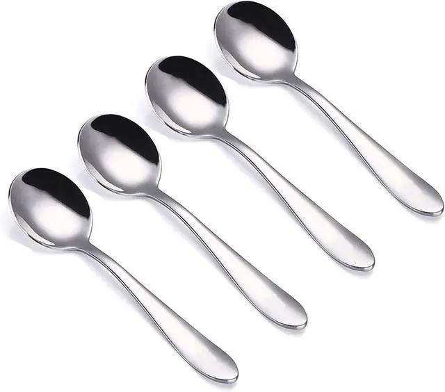Main image of VANRA 4-Piece Children Spoons Round Stainless Steel Kids Dinner Spoons Child Silver Cutlery Set 5.8-inch (4 round spoons)