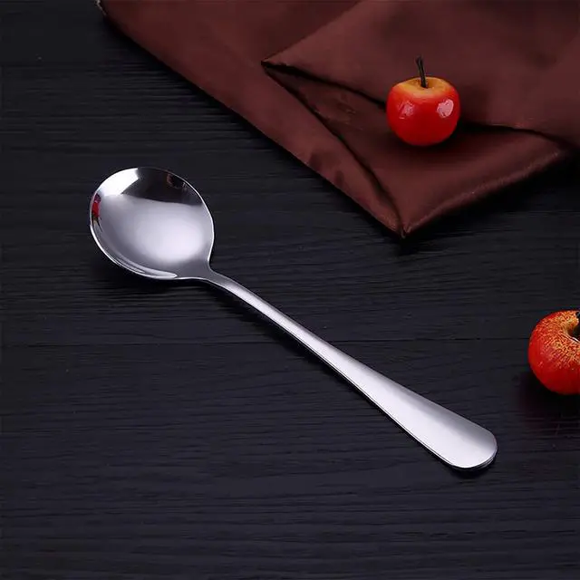 Alt view image 4 of 6 - VANRA 4-Piece Children Spoons Round Stainless Steel Kids Dinner Spoons Child Silver Cutlery Set 5.8-inch (4 round spoons)