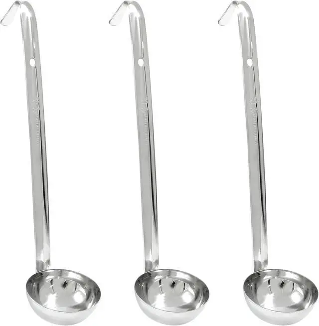 Main image of Piutouyar 3 Pcs 2 oz Soup Ladle Set with Long Hooked Handle | Stainless Steel Ladle, Kitchen Cooking Serving Ladle Accessories, For Cooking Soup Sauce Stews
