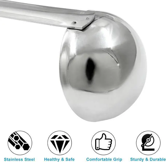 Alt view image 3 of 5 - Piutouyar 3 Pcs 2 oz Soup Ladle Set with Long Hooked Handle | Stainless Steel Ladle, Kitchen Cooking Serving Ladle Accessories, For Cooking Soup Sauce Stews