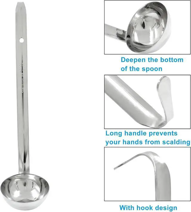 Alt view image 5 of 5 - Piutouyar 3 Pcs 2 oz Soup Ladle Set with Long Hooked Handle | Stainless Steel Ladle, Kitchen Cooking Serving Ladle Accessories, For Cooking Soup Sauce Stews