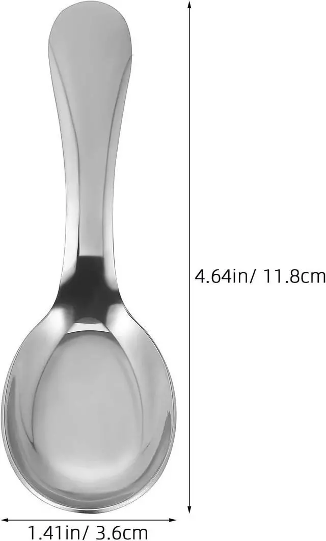 Alt view image 2 of 7 - LALAFINA Asian Soup Spoons, 2Pcs Stainless Steel Small Soup Spoons | for Toddlers and Adults, Short Handle Ramen Rice Dessert Wonton Pho, Silver, 4.6in