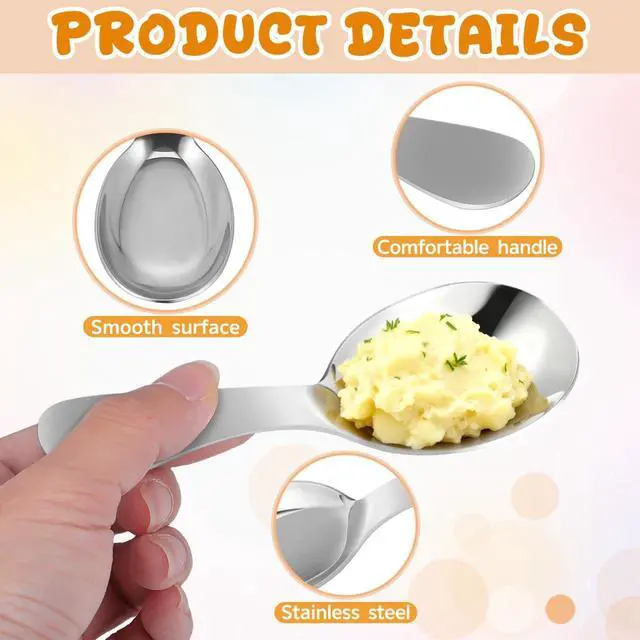 Alt view image 3 of 7 - LALAFINA Asian Soup Spoons, 2Pcs Stainless Steel Small Soup Spoons | for Toddlers and Adults, Short Handle Ramen Rice Dessert Wonton Pho, Silver, 4.6in